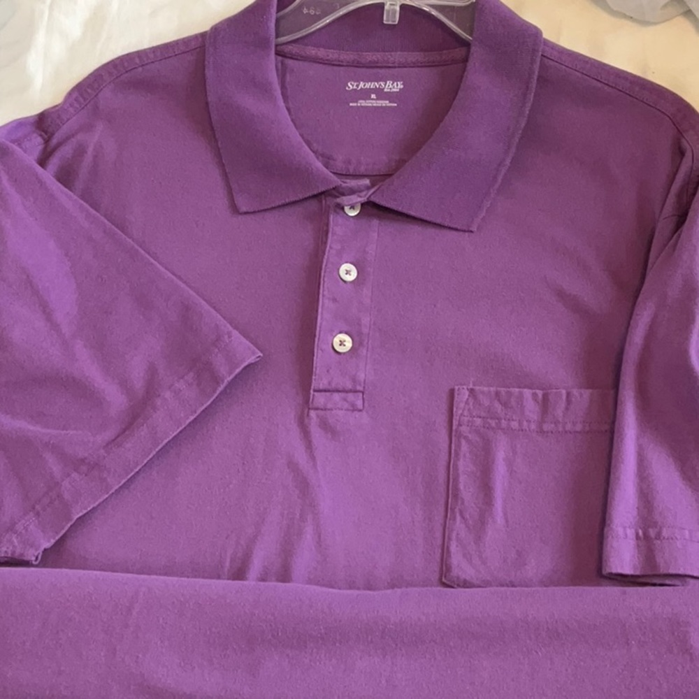 Saint Johns Bay XL  Purple short sleeve shirt with front pocket - Picture 3 of 3